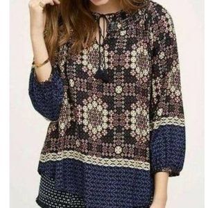 𝅺ANTHROPOLOGIE Tylho Peasant Bohemian Popover Tassel Blouse